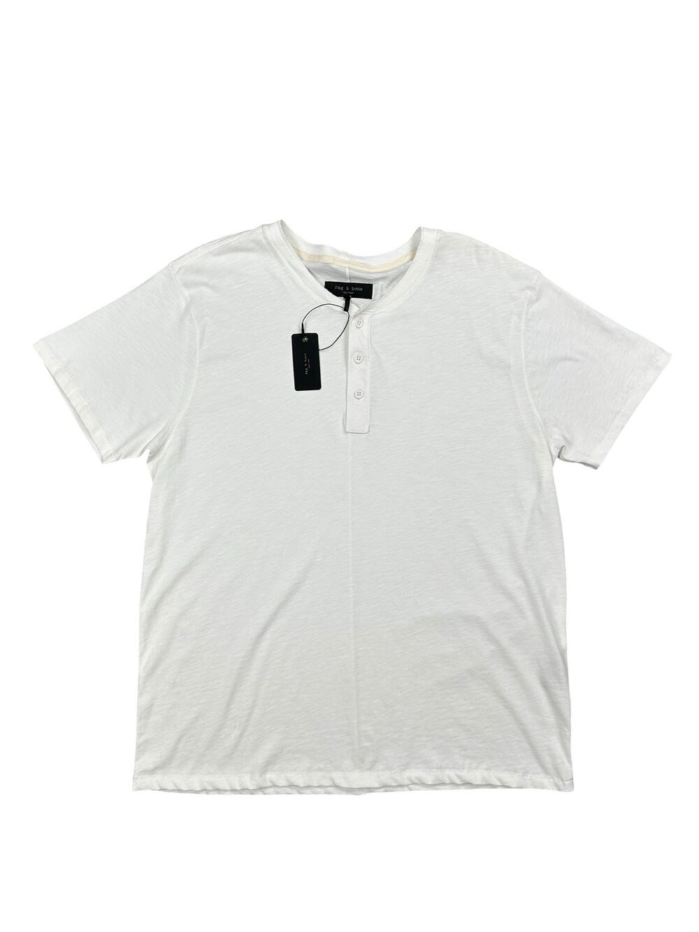 Rag & Bone Classic Slub Jersey SS Henley White NWT — Size 2XL